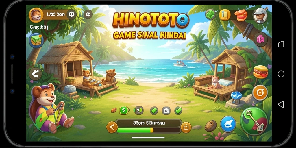 Tangkapan layar gameplay HINOTOTO menampilkan aksi penuh warna yang menyenangkan.