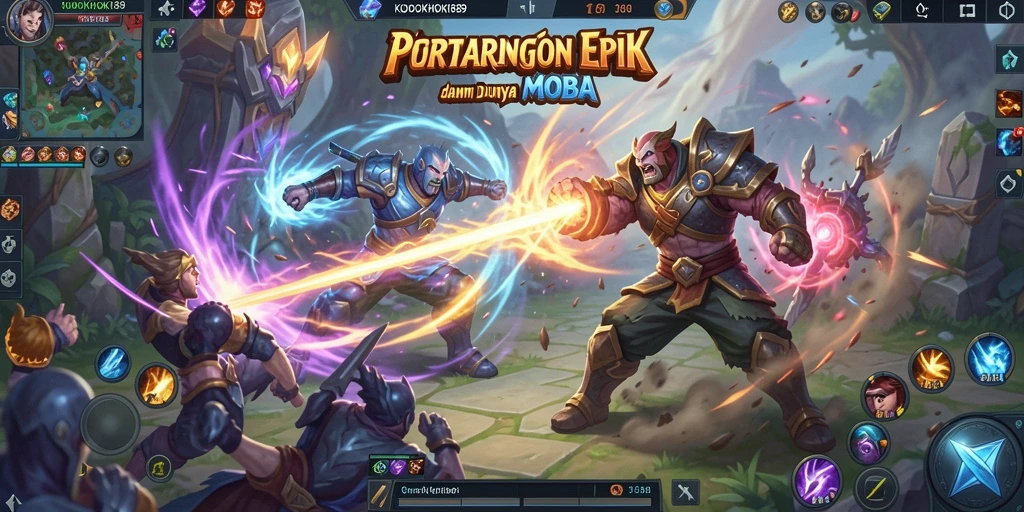 Tampilan gameplay mendebarkan dari KODOKHOKI889 di arena MOBA.