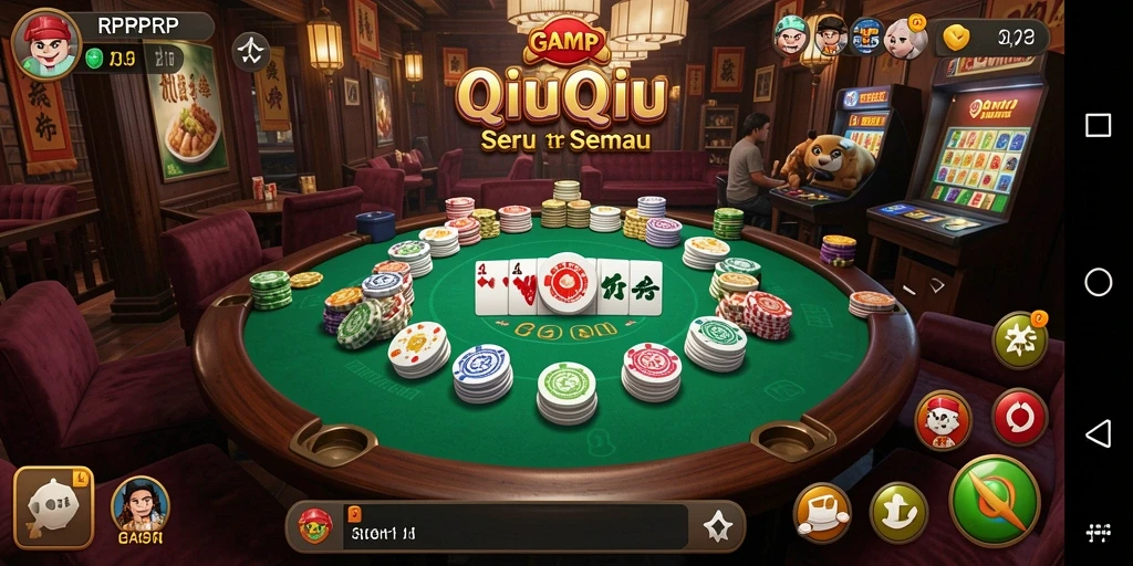 Screenshot gameplay RPRPRP menunjukkan aksi seru dalam permainan QiuQiu.